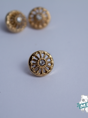 Botón  modelo "rueda stras" color oro